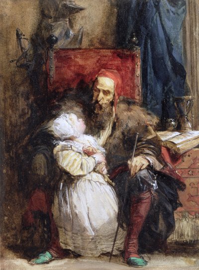 Old man and child by Richard Parkes Bonington